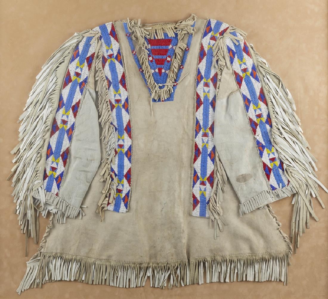 Men's Buckskin Beaded Powwow Regalia War Shirt Na817